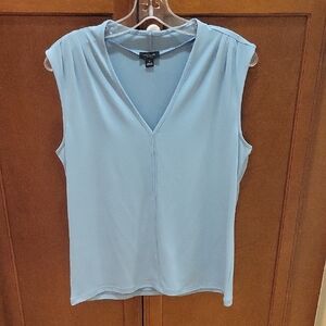 Ann Taylor Factory Blue Fitted Sleeveless Blouse